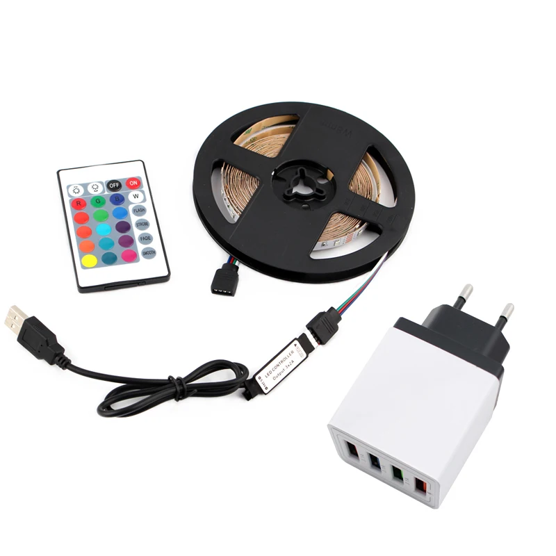 

DC 5V Светодиодные ленты 2835 RGB светильник 50 см 1 м 60LED/M без Водонепроницаемый светодиодный контроллер удаленного ТВ Подсветка светильник с вых...