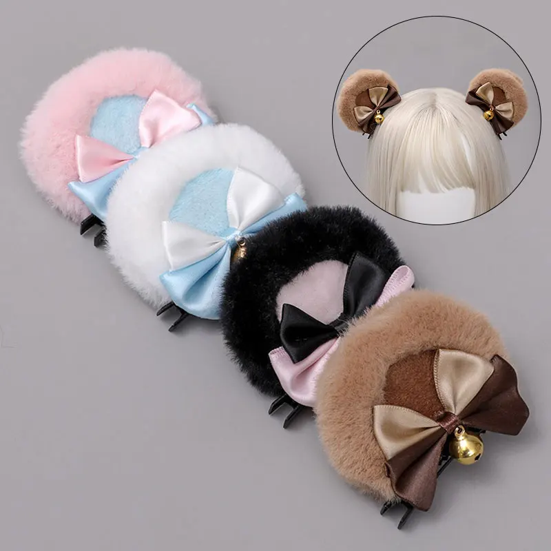 

Ladies Hair Accessories Animal Ear Hair Clip Double Bow Bear Ear Clip Two-color Hair Clips Double Bow Hairpin Hair Accessories
