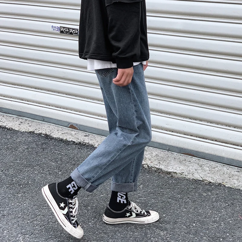 Liketkit мужские повседневные джинсы 2019 однотонные прямые свободные эластичные