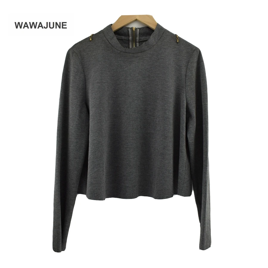 

#161 Women Gray Jacket Top Shirt Coat Casual Loose Coat ladies jacket Cotton Zipper Girls Clothing Spring and Autumn