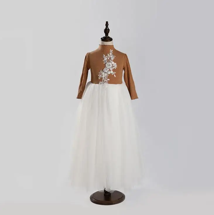 Новинка сетчатые платья для маленьких девочек с цветочным узором и бусинами