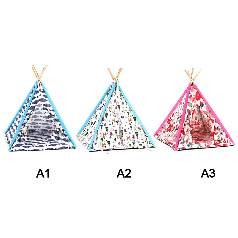 Кошка Собака вигвама с подушкой и доске Портативный собака палатки Вуд холст для