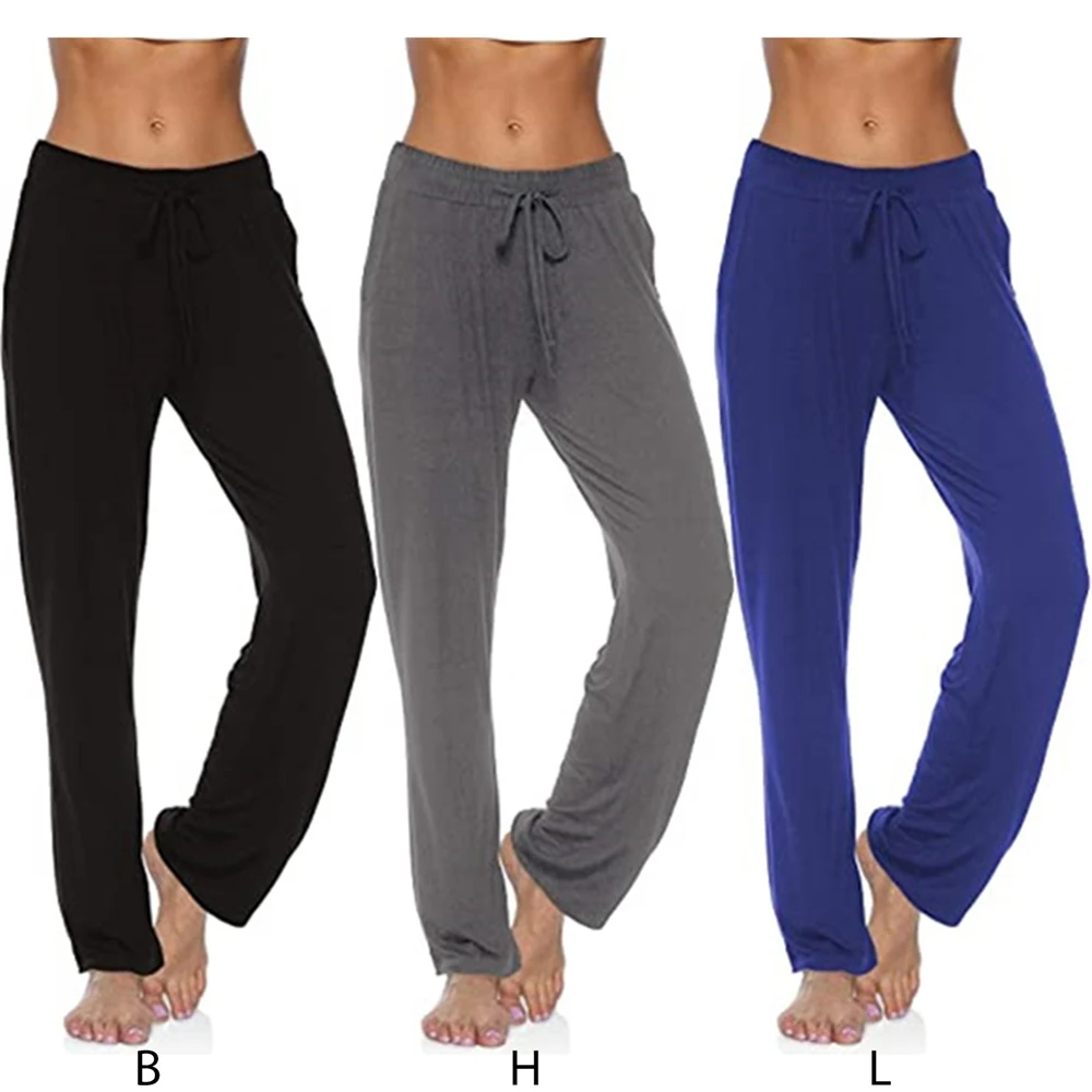 

Womens Wide Leg Loungewear Pajamas Pants Yoga Sweatpants Comfy Drawstring Elastic Waist Workout Joggers Pants Solid Casual Pants