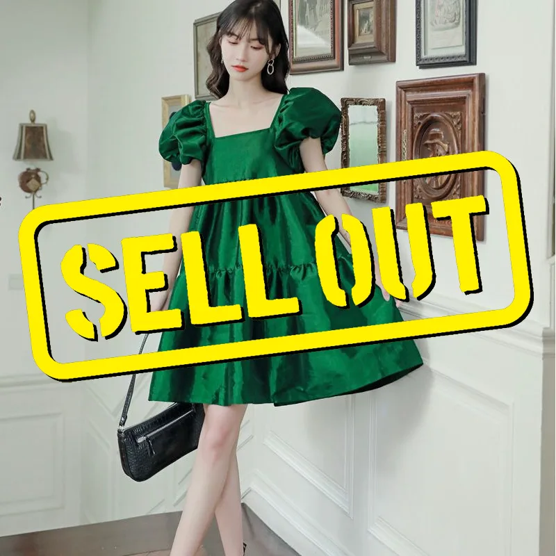 Женское платье LANMREM с квадратным воротником короткими рукавами фонариками без