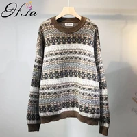 h sa women sweater and pullovers oversized knitwear plaid vintage jumpers long sleeve 2020 streetwear sweaters pull femme