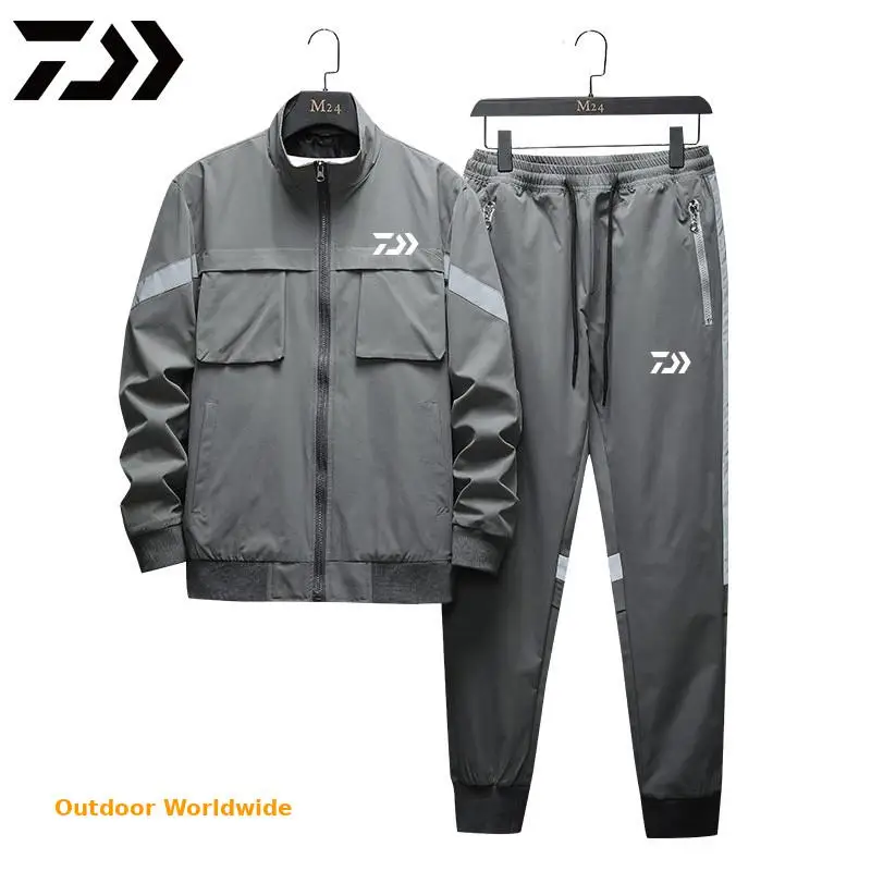 

Мужской спортивный костюм, Осень-зима 2021, Светоотражающий Комплект одежды DAIWA для рыбалки, мужская спортивная одежда, куртка + длинные штаны ...
