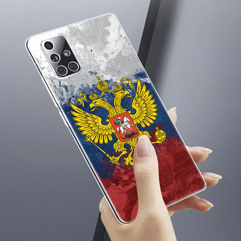 russia flag national emblem soft case for samsung galaxy a12 a02 a03s a21s a22 a32 a52 a72 a82 s21 plus fe ultra m32 m12 cover free global shipping