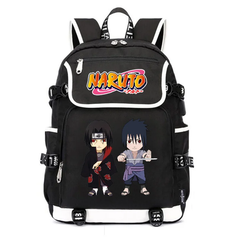 Наруто школьные сумки аниме Bookbag Uchiha Sasuke косплей женский рюкзак Usb зарядка Рюкзак для ноутбука Оксфорд большой дорожный рюкзак