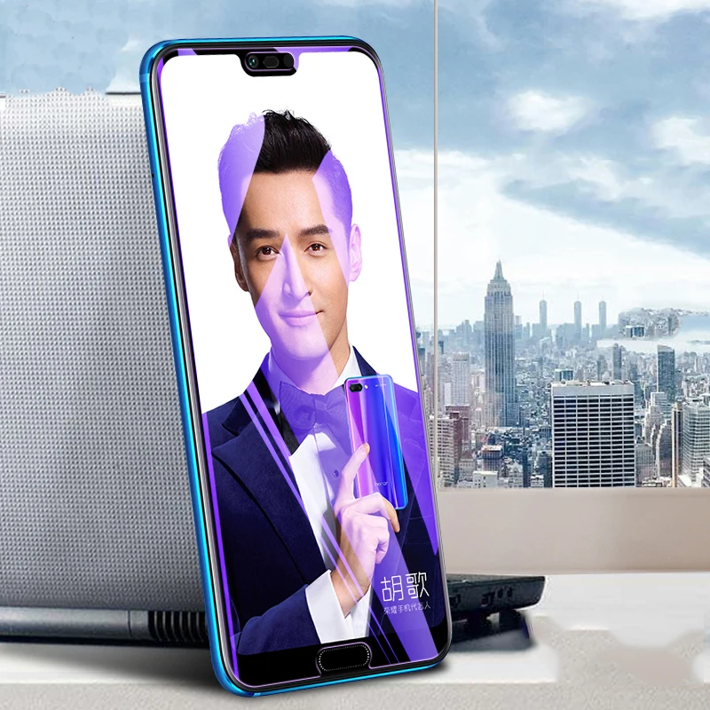 Оригинал для huawei Honor 9 Lite 9i 10 Полное покрытие анти синее закаленное стекло синий