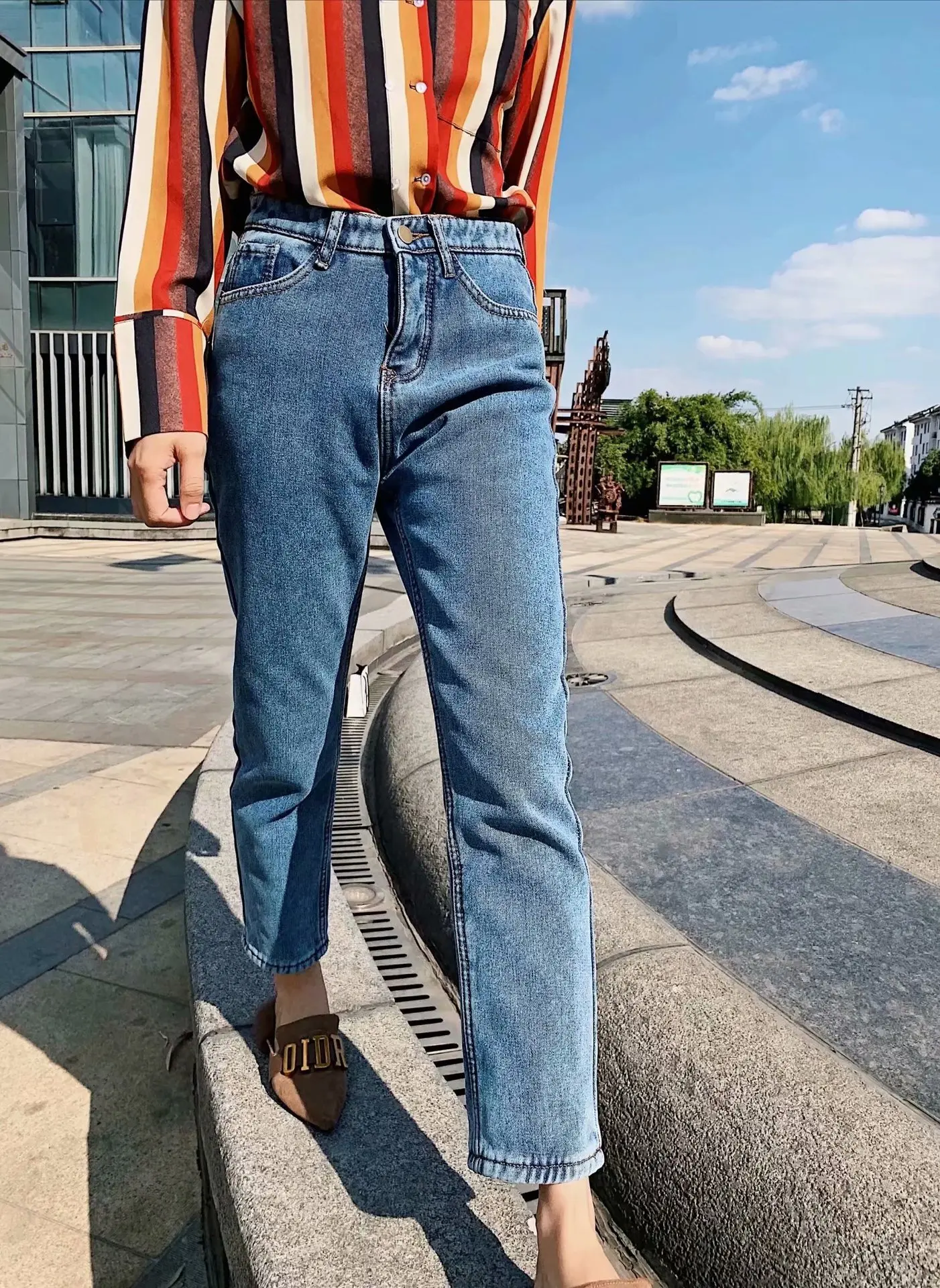 Новые осенние и зимние 2019 женские дикие базовые модели плюс толстый бархат