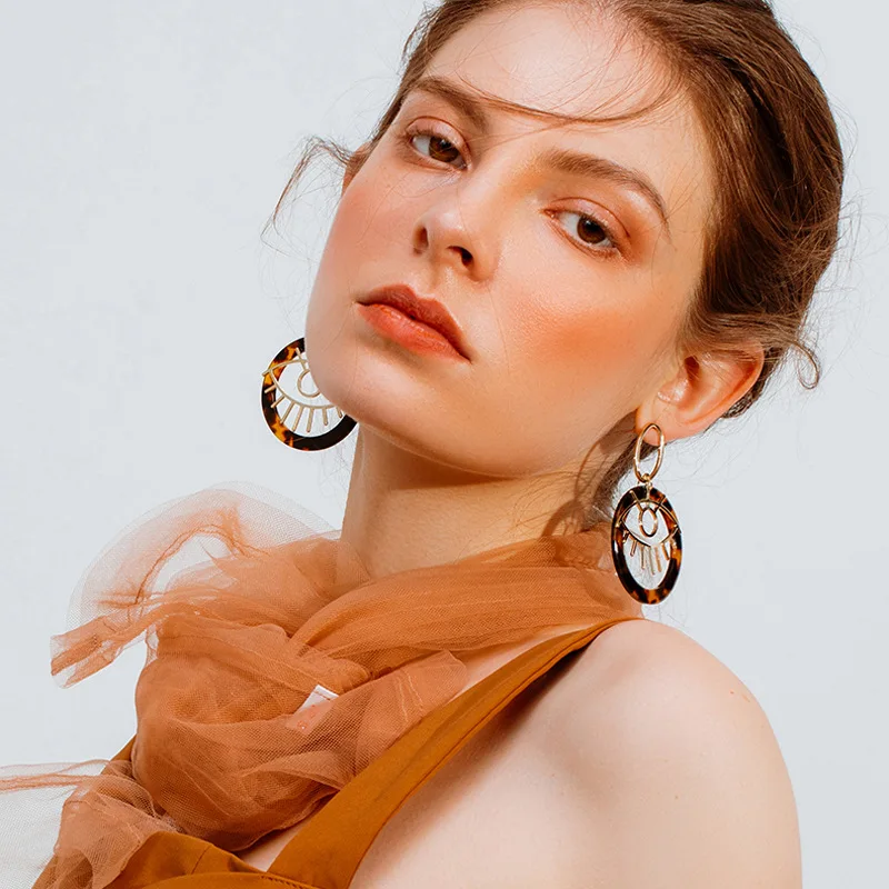 Новинка женские серьги подвески ZA с геометрическим рисунком массивные кольца