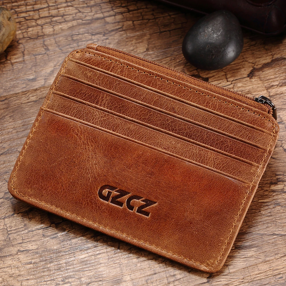 Кошелек GZCZ мужской кожаный с отделением для карт на молнии | Багаж и сумки