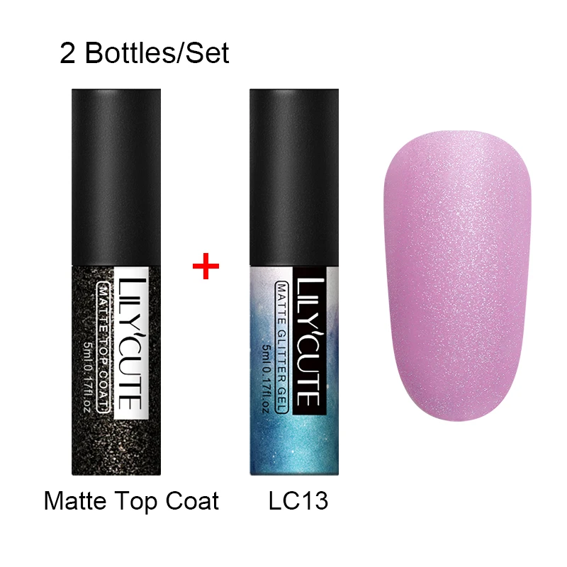 2 Bottles 13 LILYCUTE матовое верхнее покрытие Цвет УФ-гель для ногтей Полупостоянный личная гигиена лак для ногтей, маникюр Гель-краска для ногтей маникюр - Цвет: 2 Bottles 13