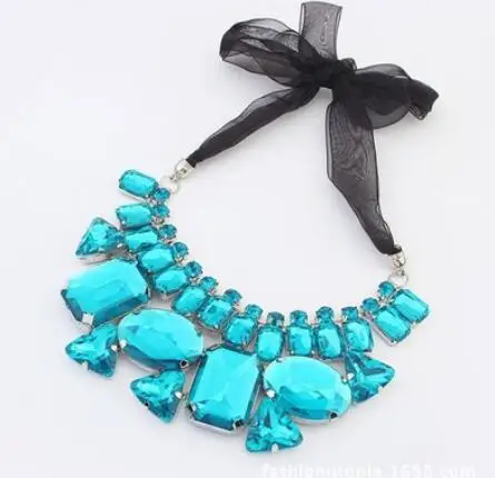 light blue Трендовое ювелирное изделие красочное акриловое Кристальное ожерелье для женщин эффектное геометрическое ожерелье для женщин - Окраска металла: light blue