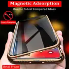 Конфиденциальность закаленное стекло Магнитный чехол для iPhone XS 11 Pro MAX XR X 8 Samsung Galaxy Note 10 анти Открытый магнит металлический бампер крышка
