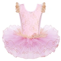 baohulu cotton dress for girls ballerina short sleeve tulle skirt ballet dress kids bow decro tutu princess girls dance wear