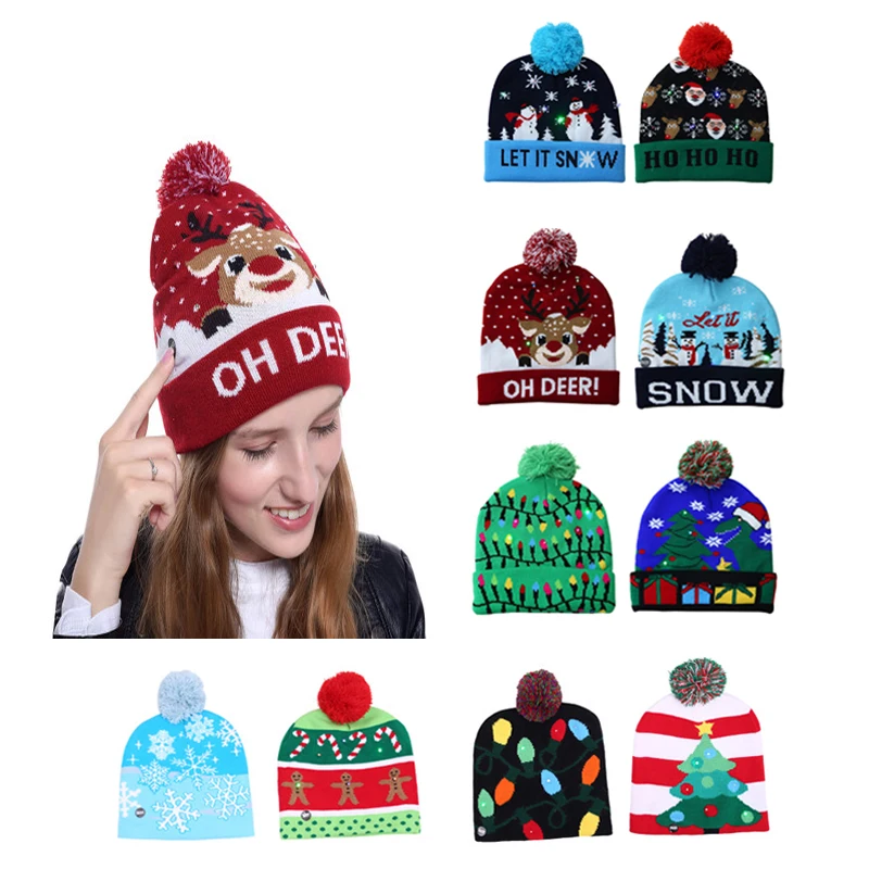 Креативный светодиодный светильник Рождественская шапка Санта-снеговик вязаная