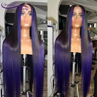 Пурпурные яркие 13x 4 кружевные передние парики 180% Плотность Омбре 4x4 бразильские Прямые Человеческие волосы Remy парики для женщин предварительно выщипанные