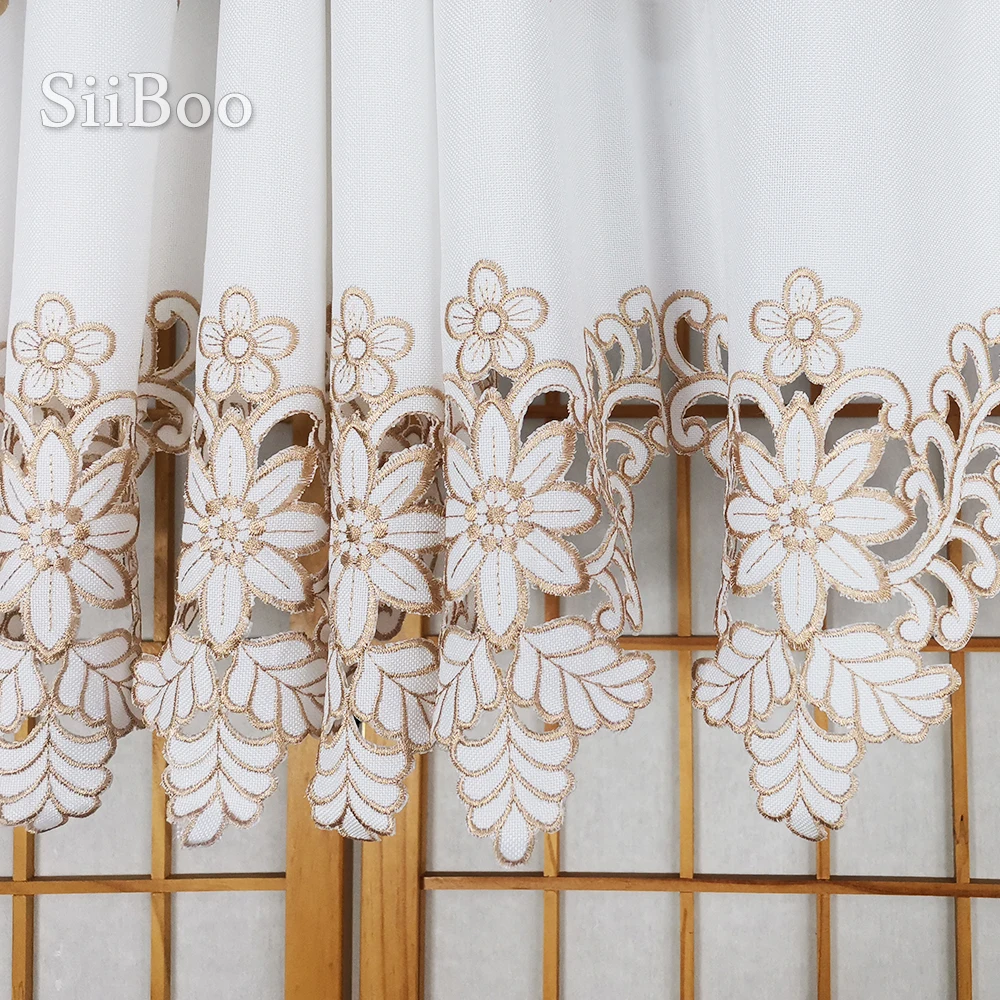 Европейский пасторальный стиль полутуба занавеска для гостиной с вышитым