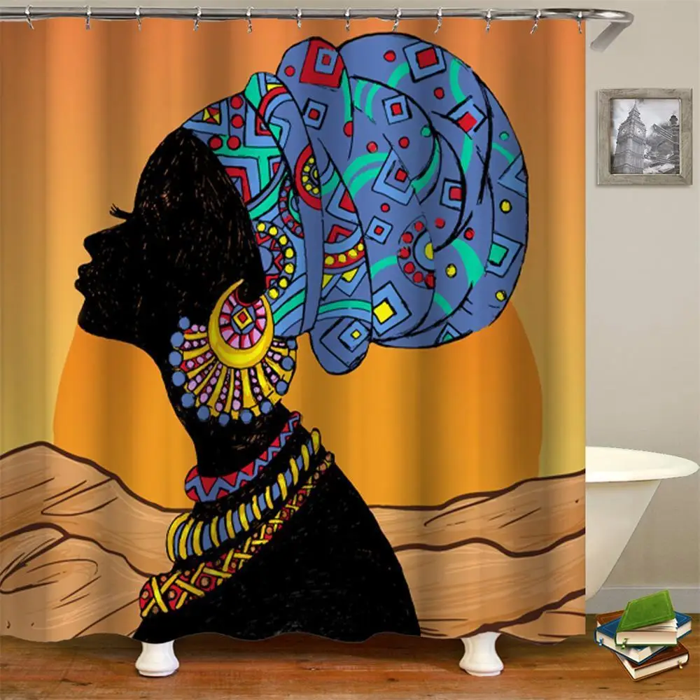 Занавеска для душа Черная Женская водонепроницаемая тканевая шторка ванной