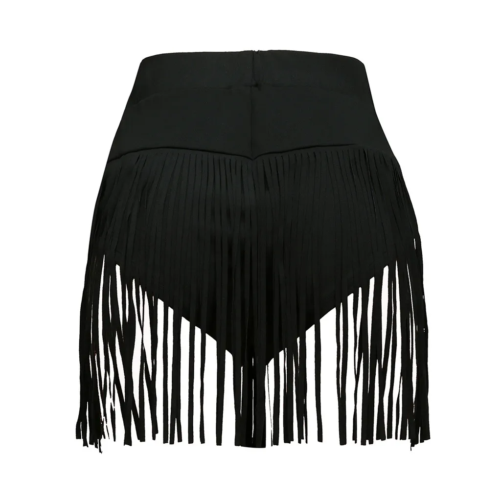 

Women Fashion Casual Short Pants Sexy Tassel Elastic Band Dance Shorts High Quality Solid Color Shorts 2.21
