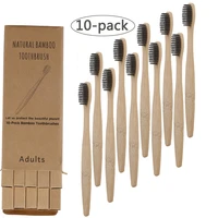 10pcsset environmental bamboo charcoal toothbrush for oral health low carbon medium soft bristle wood handle toothbrush