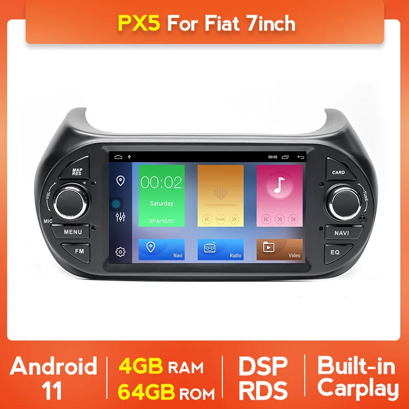 Автомобильный радиоприемник на Android 11 DSP RDS для FIAT Fiorino Qubo Citroen Nemo Peugeot Bipper GPS Navi
