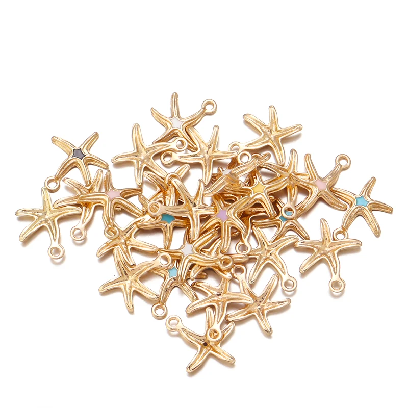 

30pcs/lot Starfish Charms Dangle Gold Color Zinc Alloy Pendants Jewelry Diy Material Accessories Earring Bracelets Floating