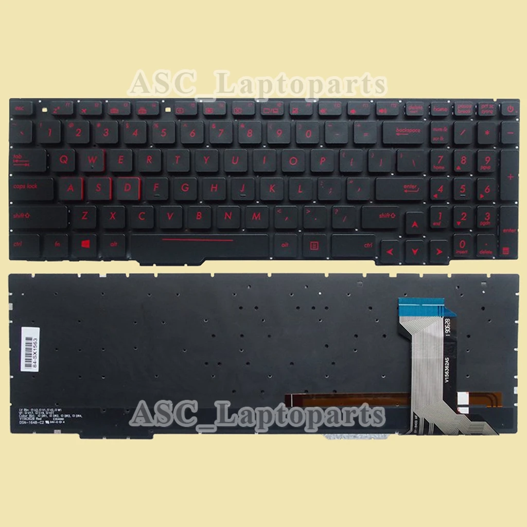 

New US QWERTY Keyboard for Asus Rog GL753 GL753V GL753VE GL753VD GL553VD GL553VE GL553VW Black, Red Printing with Red BACKLIT