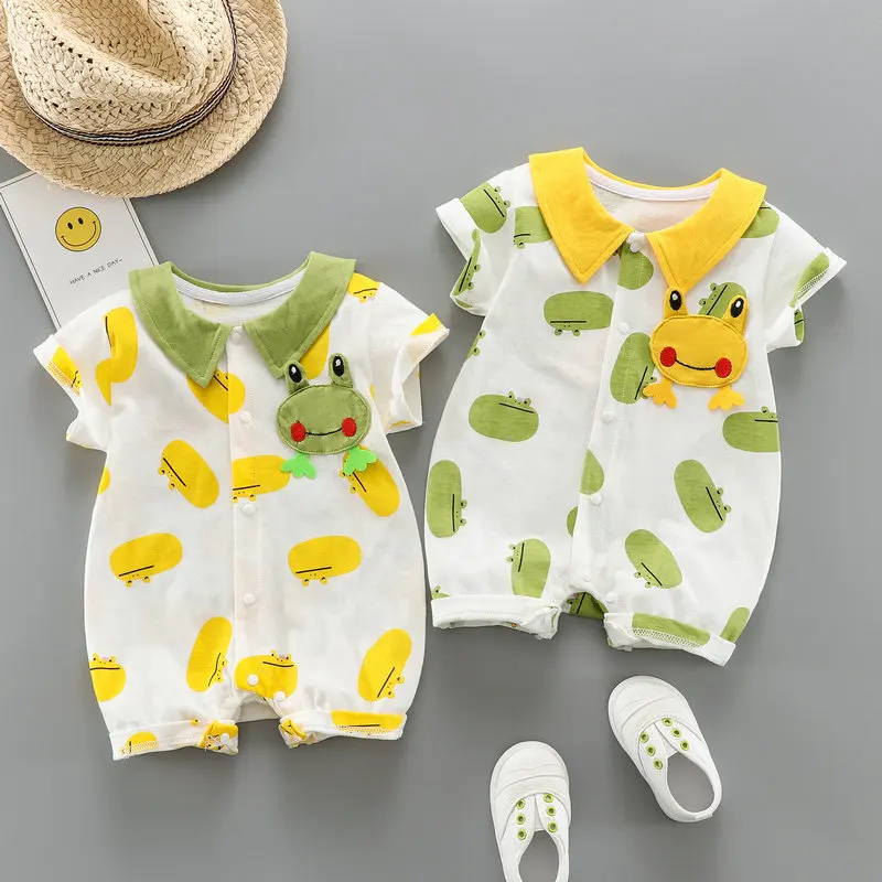 

Детский хлопковый комбинезон с короткими рукавами, на возраст 0-12 месяцев