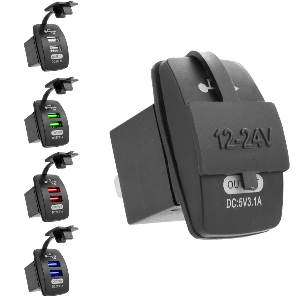 

2Pcs Car Charger USB 5V 3.1A Universal Waterproof Dual USB Ports Auto Adapter Dustproof Phone Charger For Iphone Xiaomi Redmi