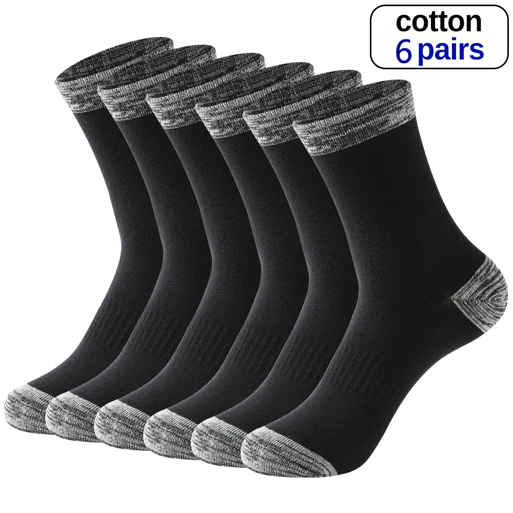 6 пар зимних носков мужские хлопковые черные длинные носки для отдыха деловые