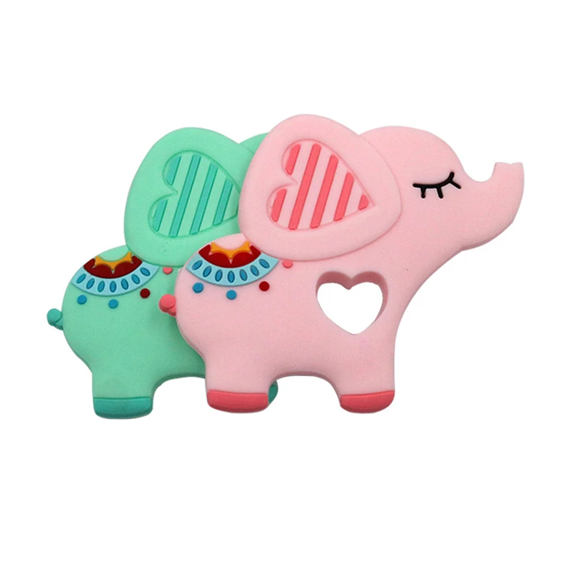 Mordedor de silicona seguro para beb&eacute;, juguete de dentici&oacute;n de elefante lindo, collar de dentici&oacute;n, accesorio de lactancia, mordedores para beb&eacute;, juguetes para masticar sin BPA-1