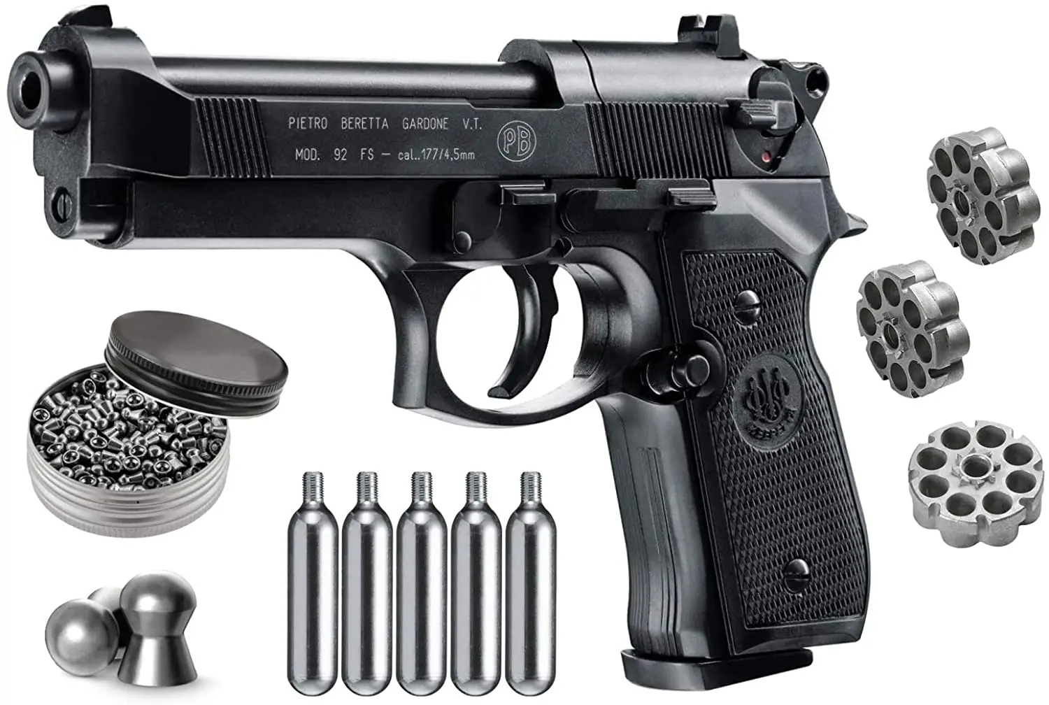 

Beretta M92FS Blowback Air Gun with 5x12 CO2 Tanks and Pack Metal poster bar decorative wall sign