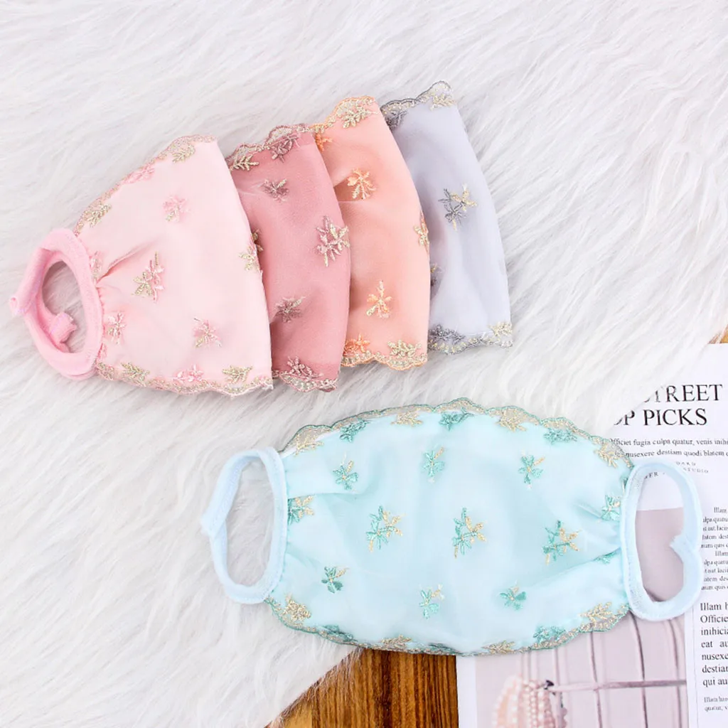 1 шт. Кружевные маски для лица женские многоразовые чистые цвета дышащие