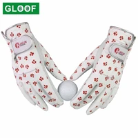 1pair womens golf gloves leather soft fit sport grip durable gloves floral anti skid breathable sports gloves
