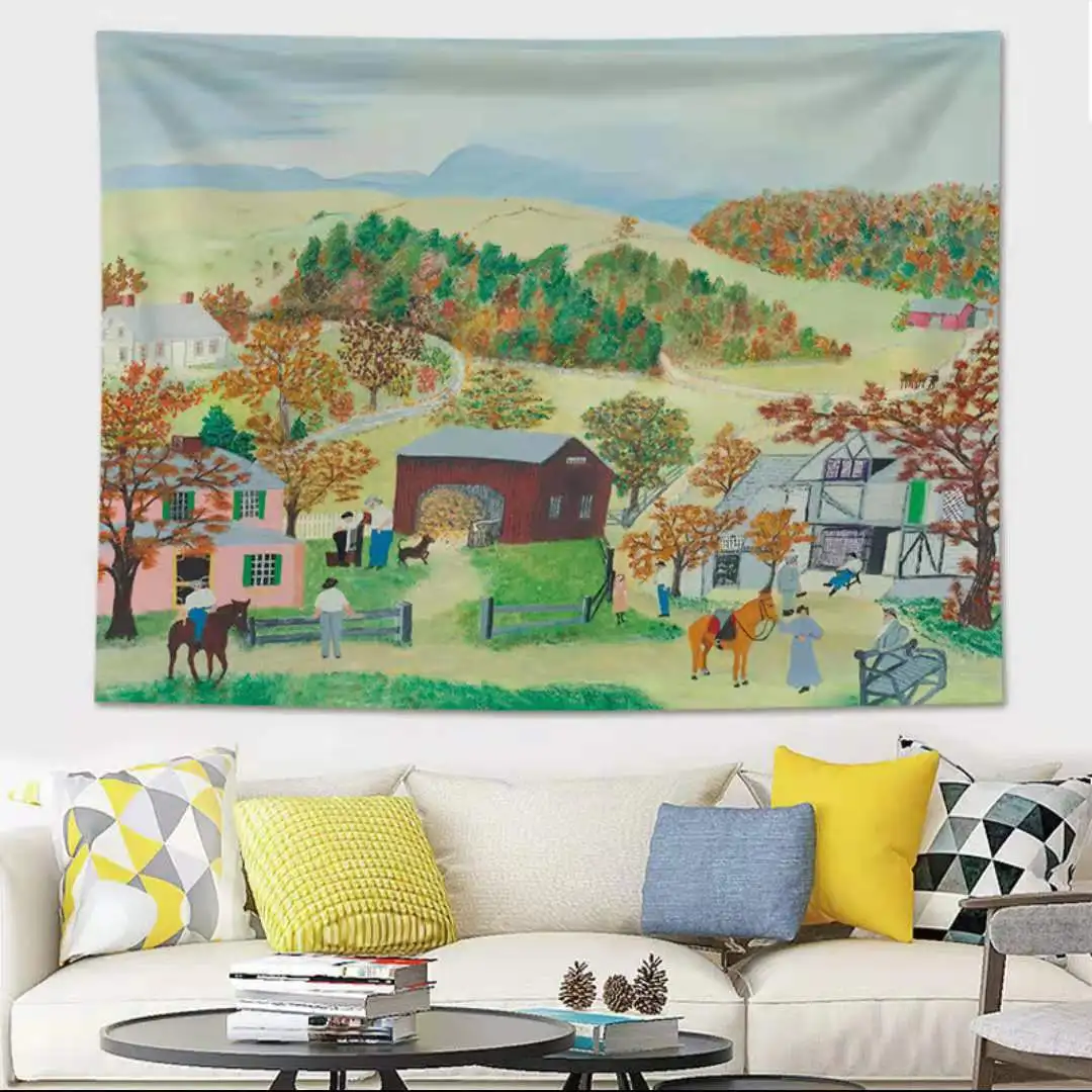

Tapestry Nordic Style Rобелен Bedroom Decoration Bedside Simple Art Country Oil Painting Layout Illustration Background Cloth