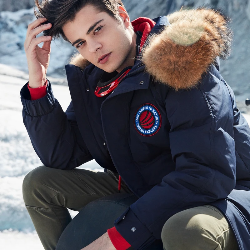 BOSIDENG зимняя куртка с гусиным пухом Мужское пальто воротником из натурального