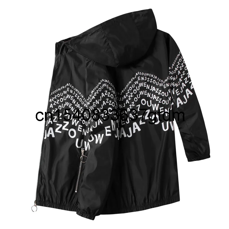 

Autumn new men's fattening plus size hooded jacket fashion men's fat fashion casual print windbreaker jacket