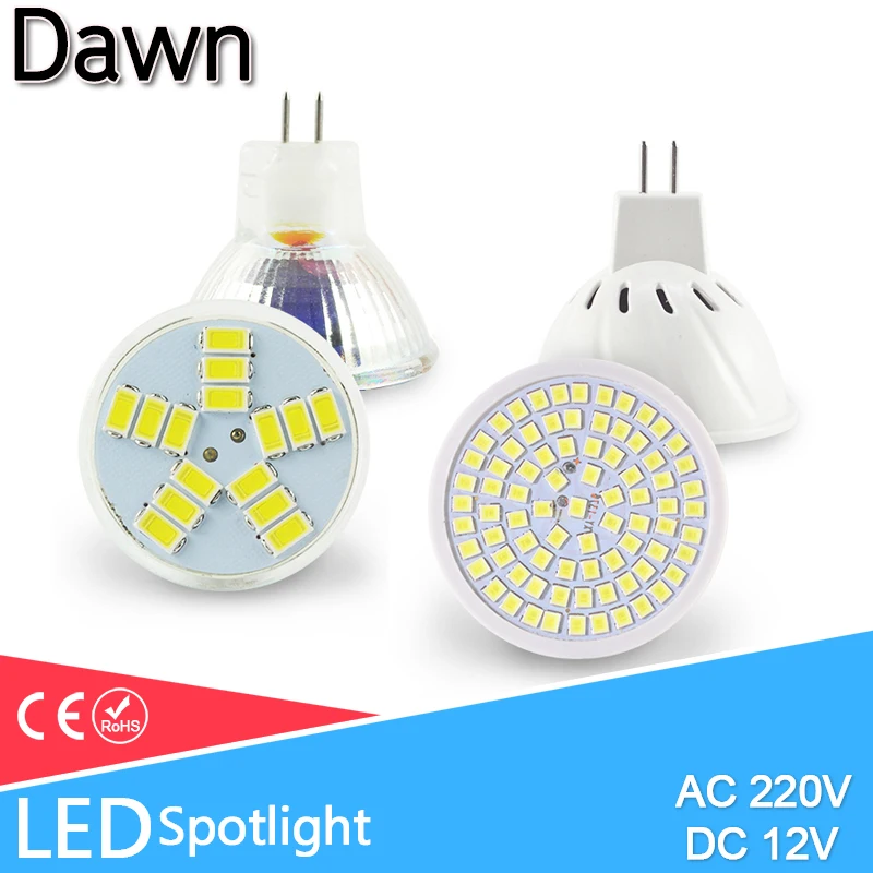 MR16 светодиодный 12V MR11 Точечный светильник 220V 6W SMD 2835 лампы лампада LED точечный
