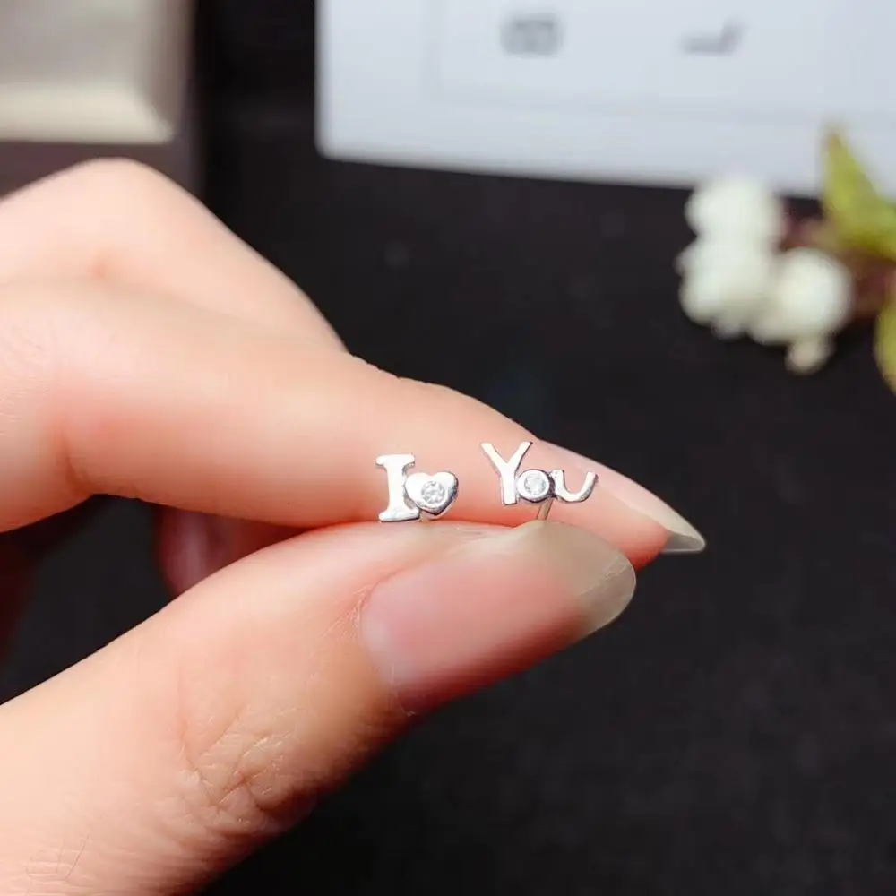 Распродажа серебряные серьги-гвоздики i love u style шикарные циркониевые
