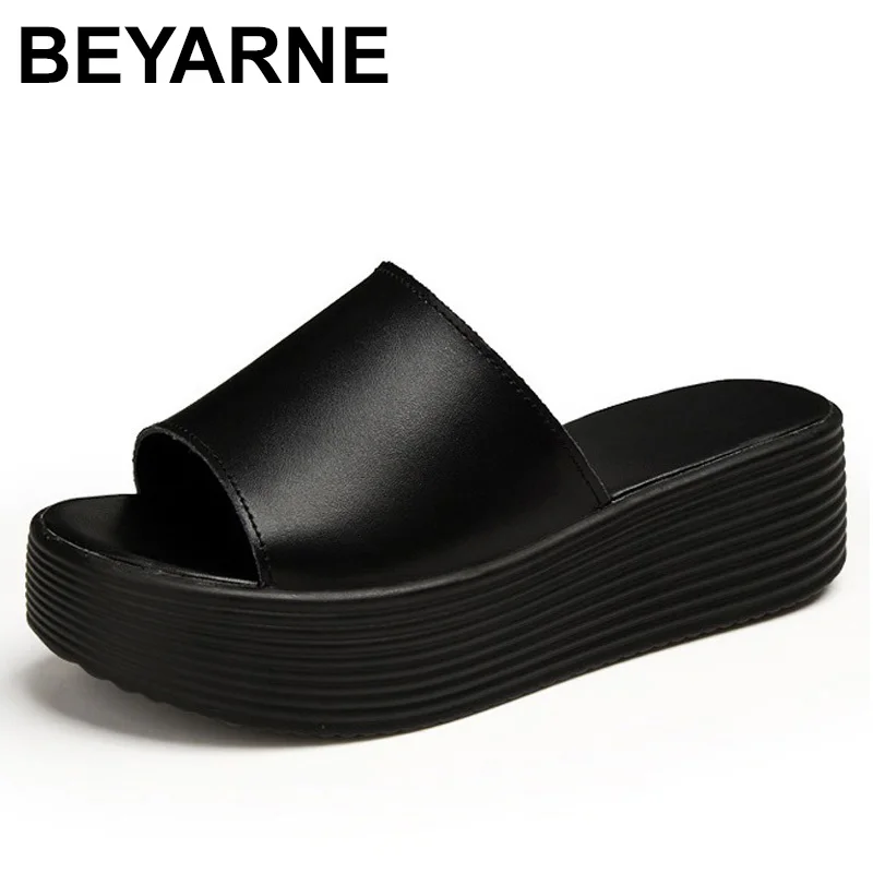 Кроссовки BEYARNEflat женские на платформе кожаные сандалии с открытым носком без