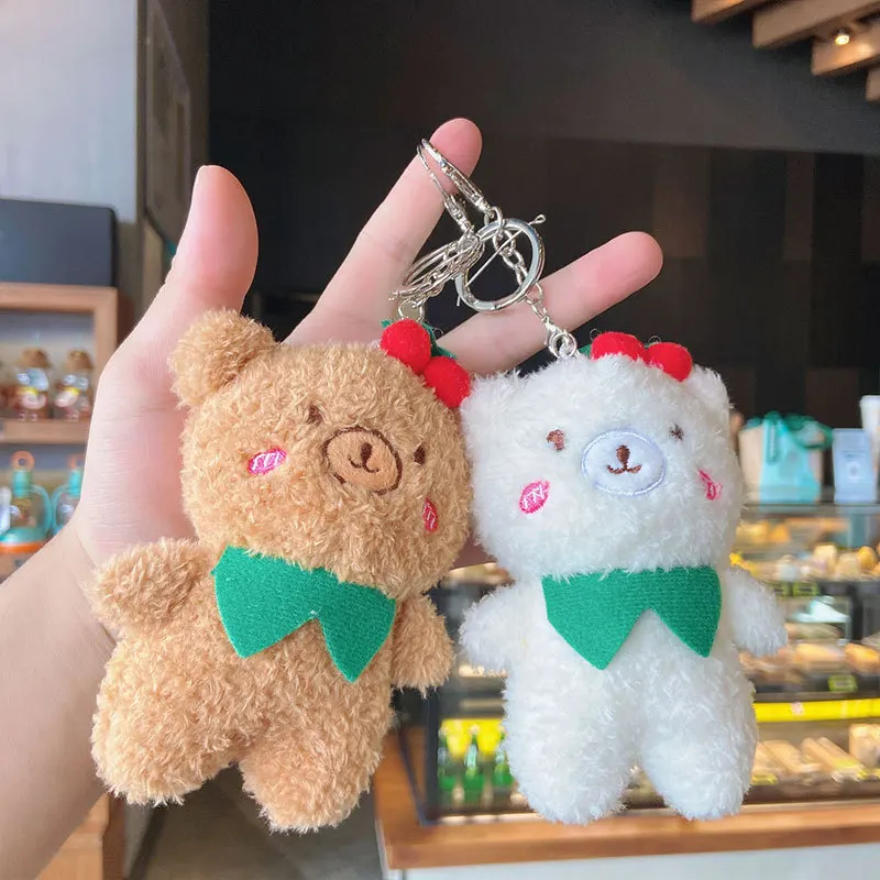 

Cute Cherry Bear Plush Cat Keychain Boy Girl Kawaii Gift Phone Backpack Ornaments Animal Dolls School Kids Toy