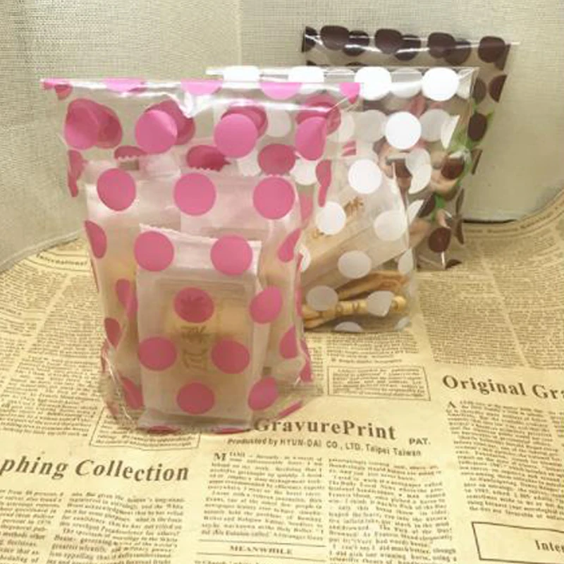 Пластиковые пакеты в горошек 50 шт./лот 13*21 см для конфет печенья хлеба упаковки