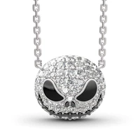 harong nightmare before christmas necklace pendant cute crystal trendy jewelry party jack skull enamel black necklace women gift