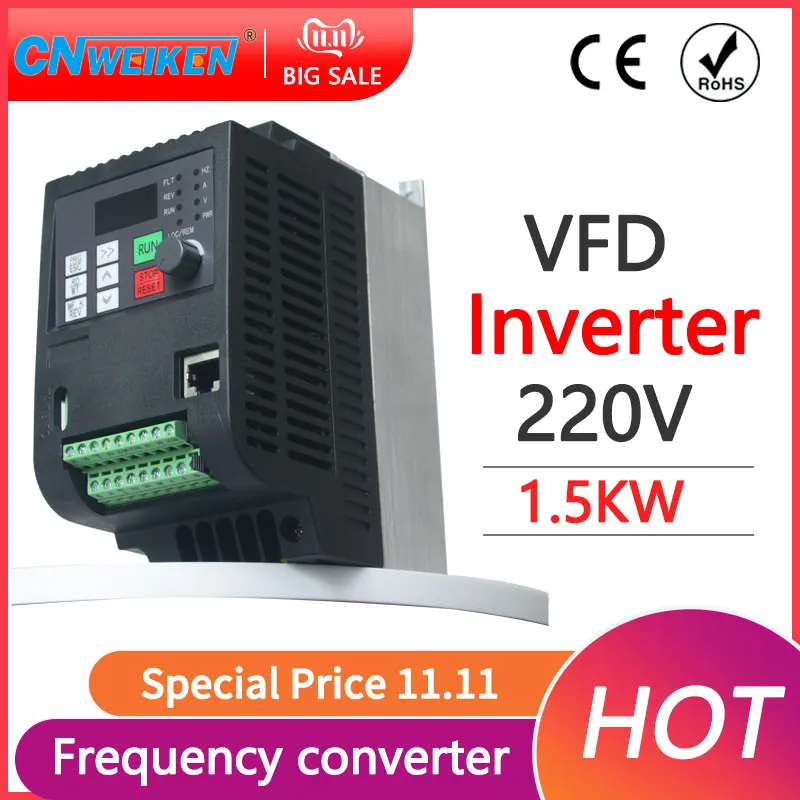 

1.5KW 220V Fast shipping VFD Variable Frequency Driver 220V Frequency Converter Spindle Inverter For Engraver Machine