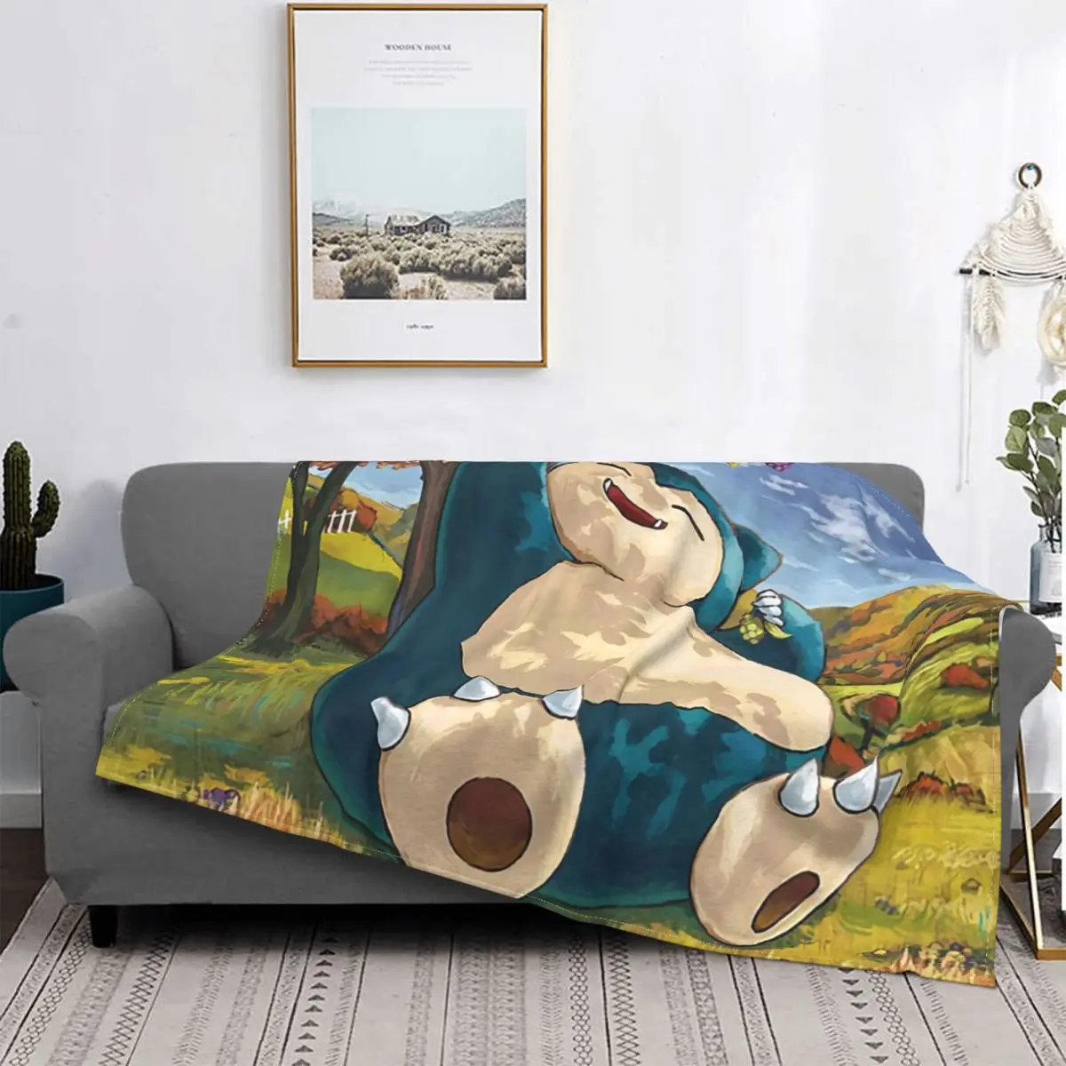 

Snorlax-mantas de dibujos animados Anmie, decoración de vellón, manta supercálida multifunción para el hogar, Alfombra de dormit