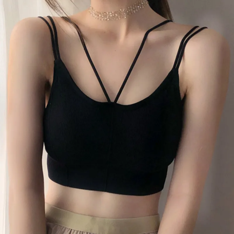

Women Crop Tops Seamless Underwear Female Sexy Lingerie Summer Crop Tops Removable Pad Camisole basic Short Tank Top