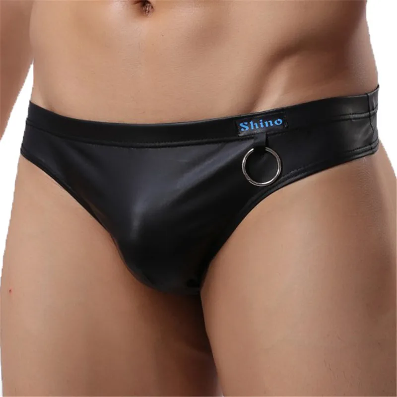 Сексуальное мужское нижнее белье искусственная кожа железное кольцо модные