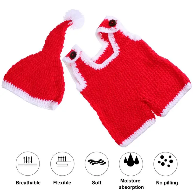 

1 Set Christmas Handmade Knitted Baby Photo Costumes Newborn Wool Hat (Boy Baby)